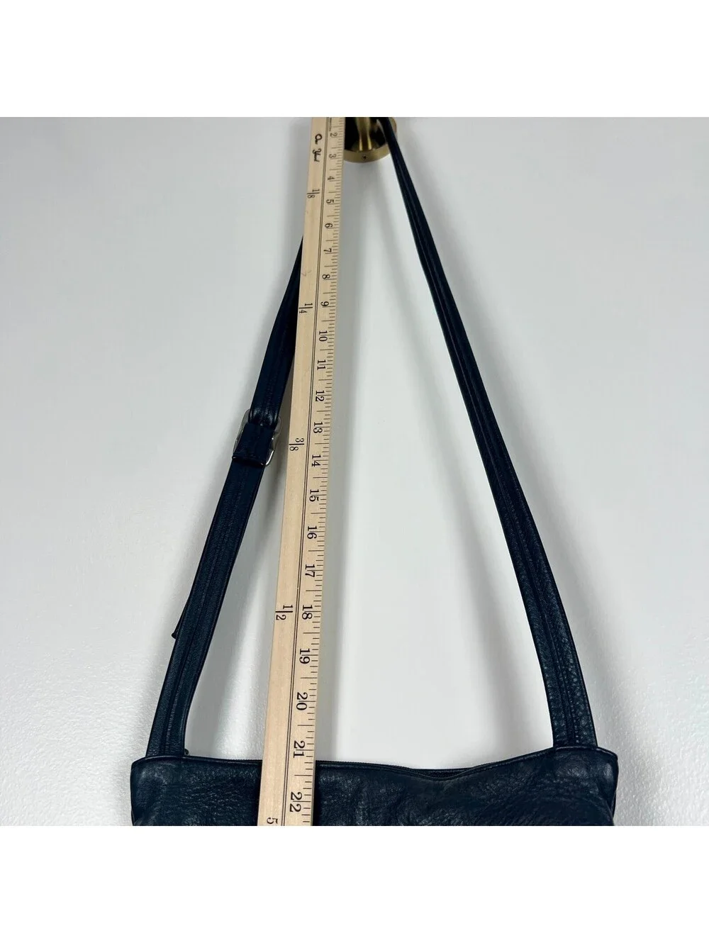 SAS Genuine Leather Black Crossbody Organizer Bag Adjustable Strap USA Made